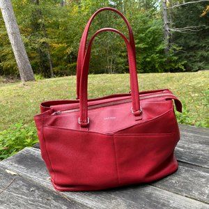 Large Red Leather Cole Haan American Airlines Handbag/Tote Bag